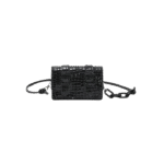 Black Crocodile-Pattern Mini Shoulder Bag