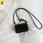 Black Crocodile-Pattern Mini Shoulder Bag - Image 5