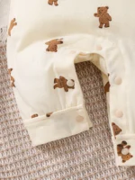 Newborn Baby Boy Bear Print Jumpsuit & Bib - Image 5