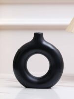 Modern Flower Vase Black Ring Shaped - Image 2