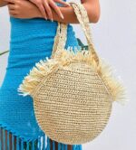 Round Straw Tote Bag - Image 4
