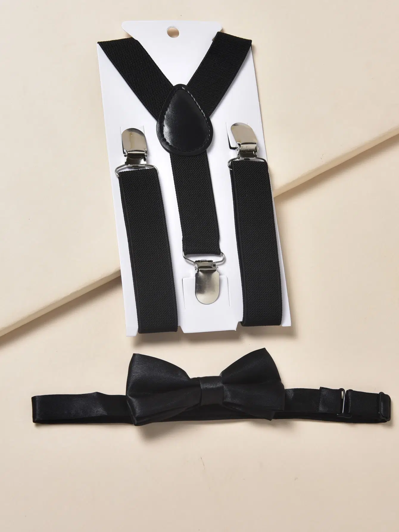 1629366133f0f0aa90f9d2ae5924978f1d620c79b8 Toddler Boys Solid Color Suspender Belt With Bow Tie - Image 1