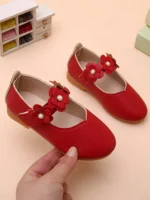 ⁦Toddler Girls Fashion Floral Leather Walking Shoes⁩ - الصورة ⁦3⁩