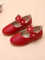 Toddler Girls Fashion Floral Leather Walking Shoes