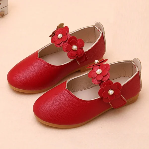 Toddler Girls Fashion Floral Leather Walking Shoes
