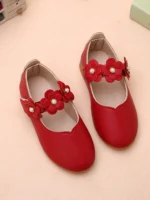 ⁦Toddler Girls Fashion Floral Leather Walking Shoes⁩ - الصورة ⁦2⁩